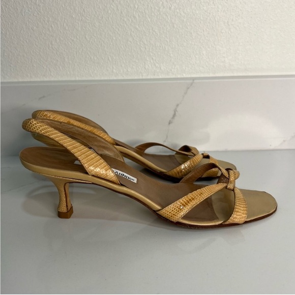 Manolo Blahnik Snakeskin Slingback Heels Sandals
Leather Open Toe Size 40 - Picture 4 of 11